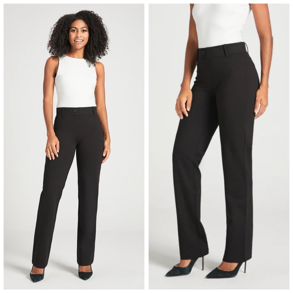 Betabrand Women’s Classic Dress Yoga Pant Straight Black Stretch - Medium‎ Tall